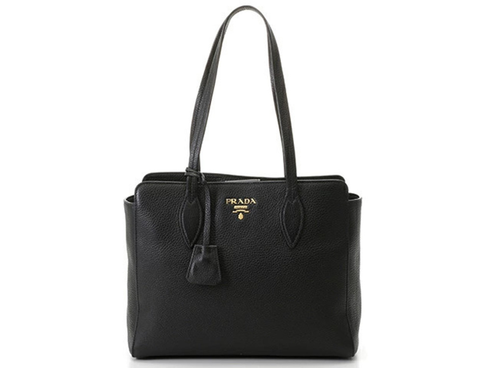 Prada Shoulder Tote Bag Black Leather